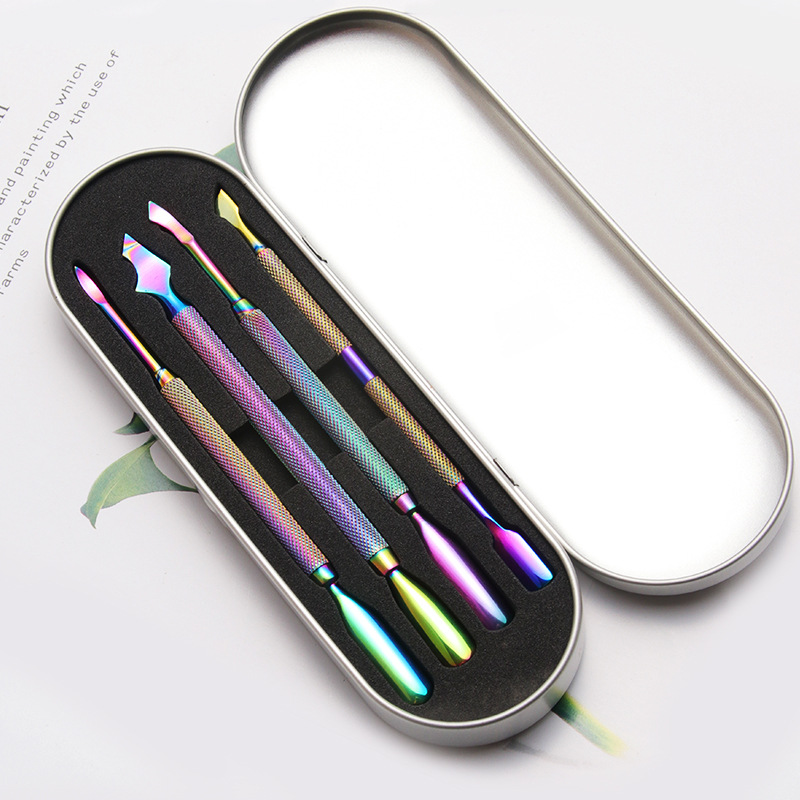 Set 4 Instrumente Pusher Manichiura/Pedichiura Rainbow nailsup.ro imagine noua 2022