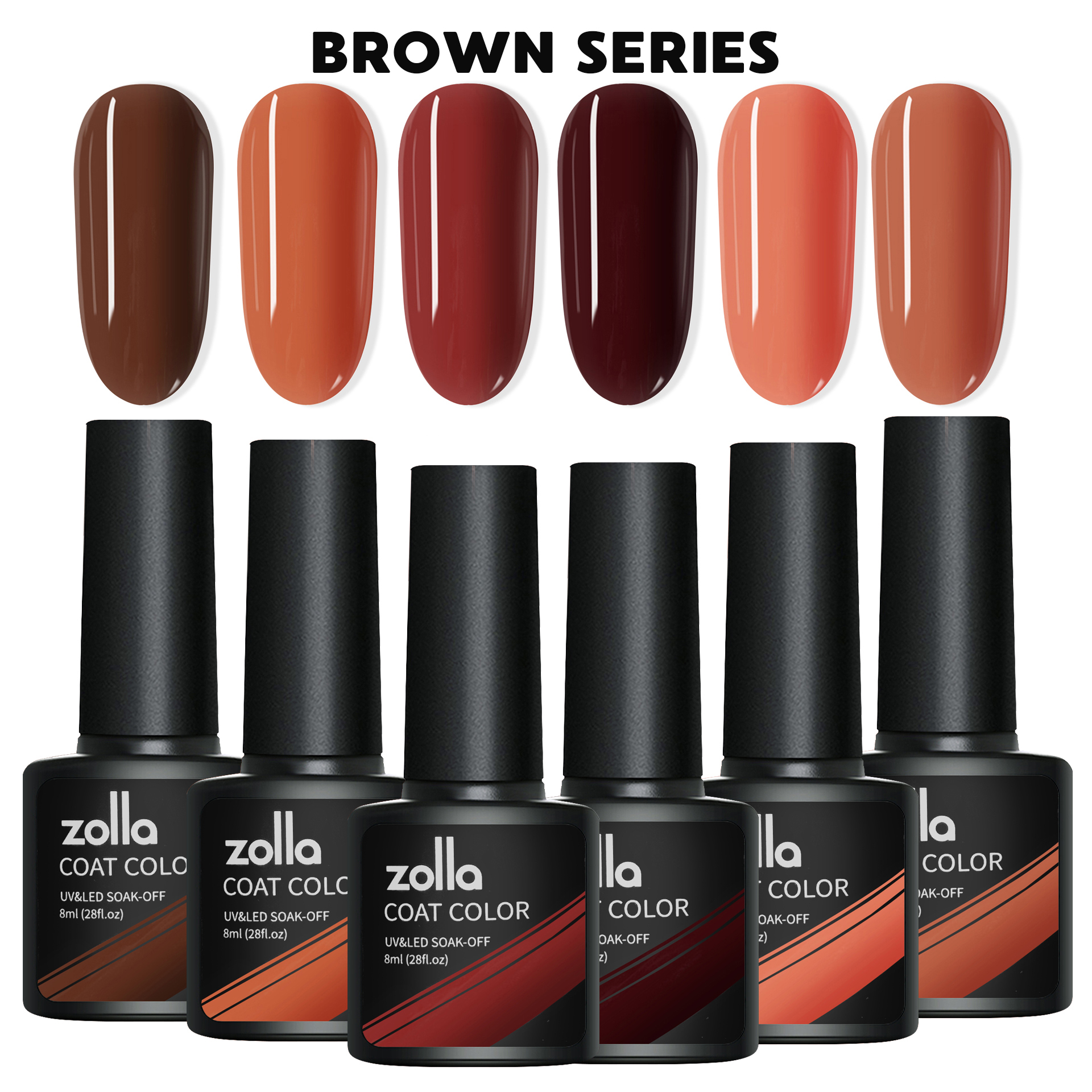 Set 6 Oje Semipermanente Zolla - Brown Series 8ml