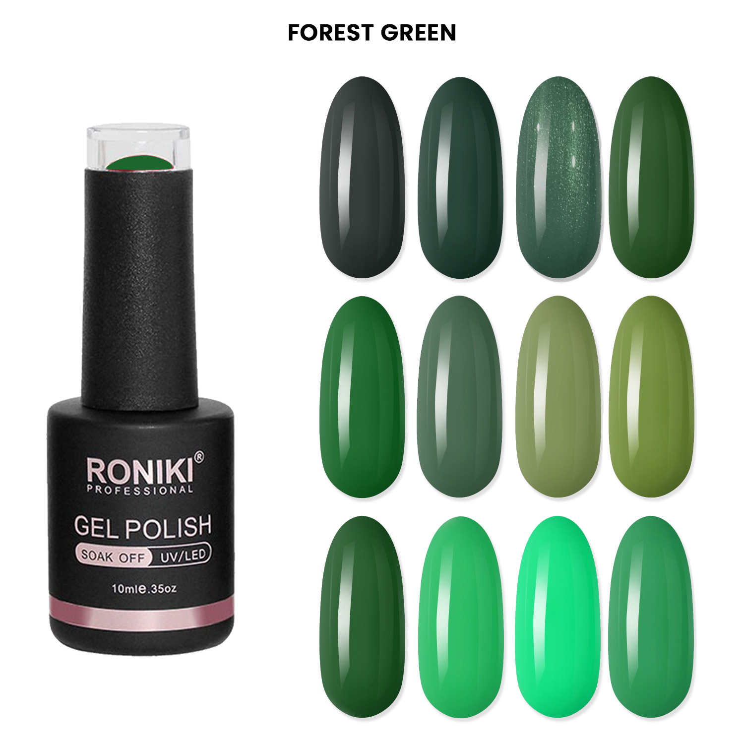 Set 12 Oje Semipermanente Roniki 10ml – Forest Green nailsup.ro imagine noua 2022