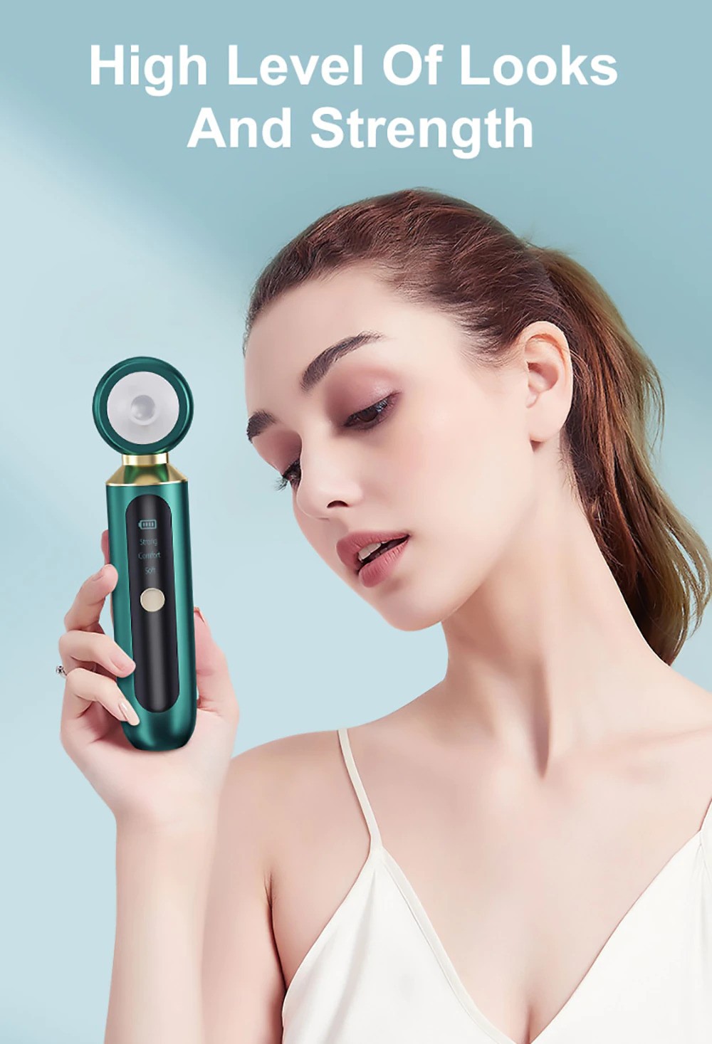 Dispozitiv Ultrasonic Pentru Indepartarea Impuritatilor Faciale, Verde - 2 | YEO