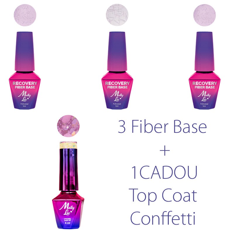 Kit 3 Fiber Base + Cadou Top Coat Conffetti - 1 | YEO