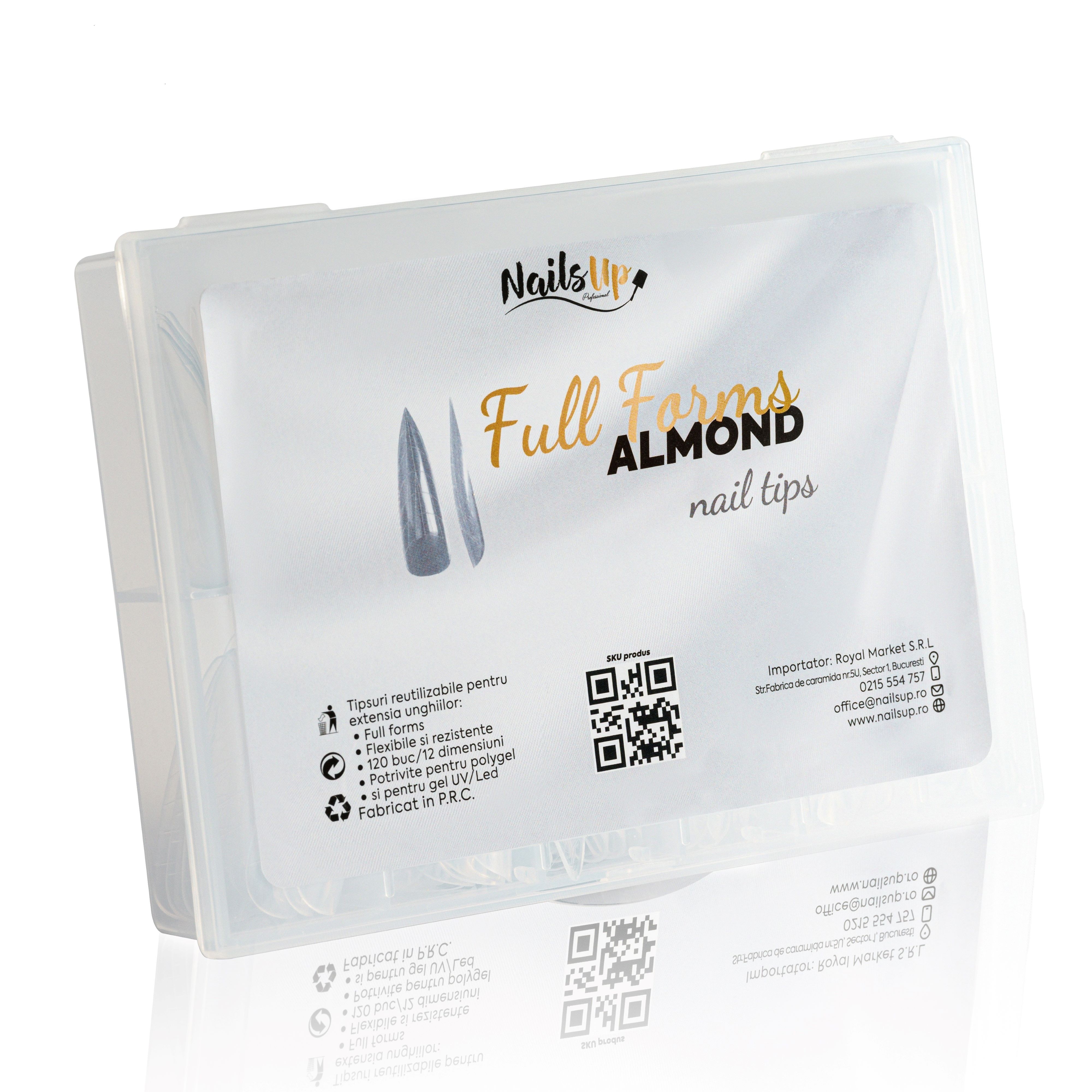 Tipsuri Reutilizabile NailsUp Full Forms Almond 120Buc