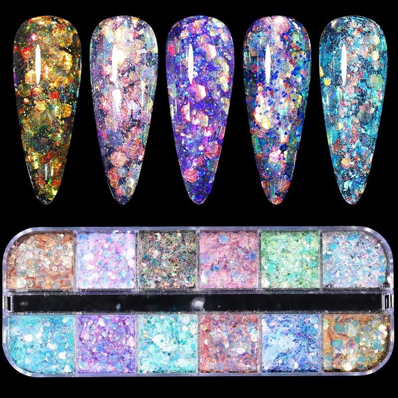 Set Glitter si Fulgisori Nail Art Divers Colorati NW 01 - 1 | YEO