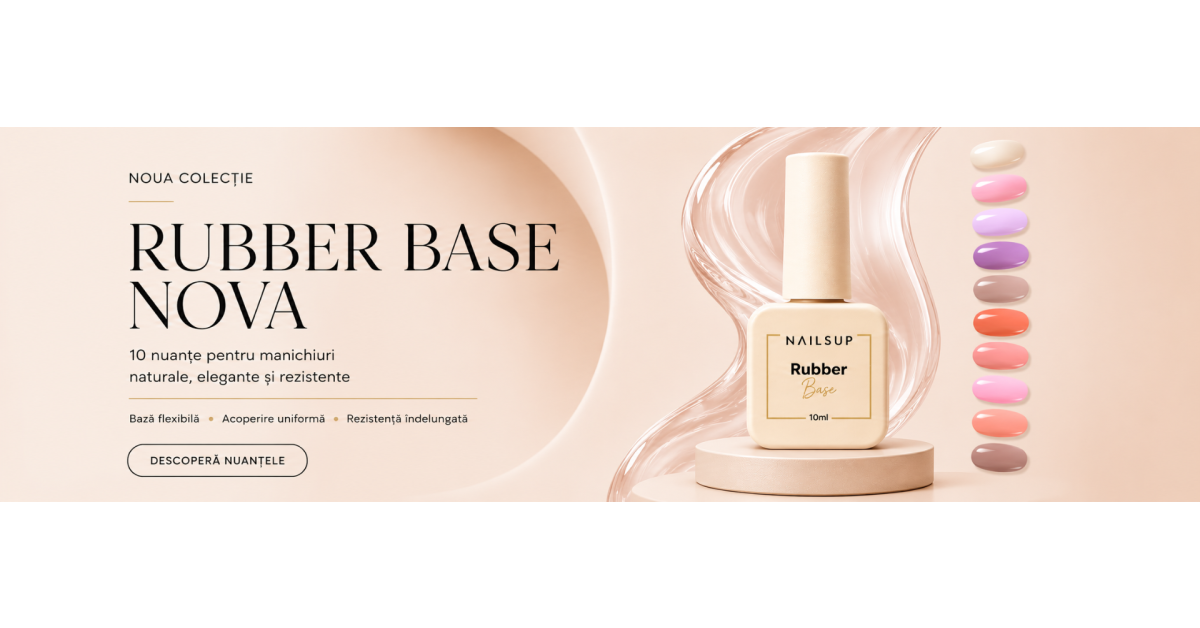 Rubber Base Color Liquid Nova NAILSUP, bază lichidă pentru manichiuri naturale și elegante