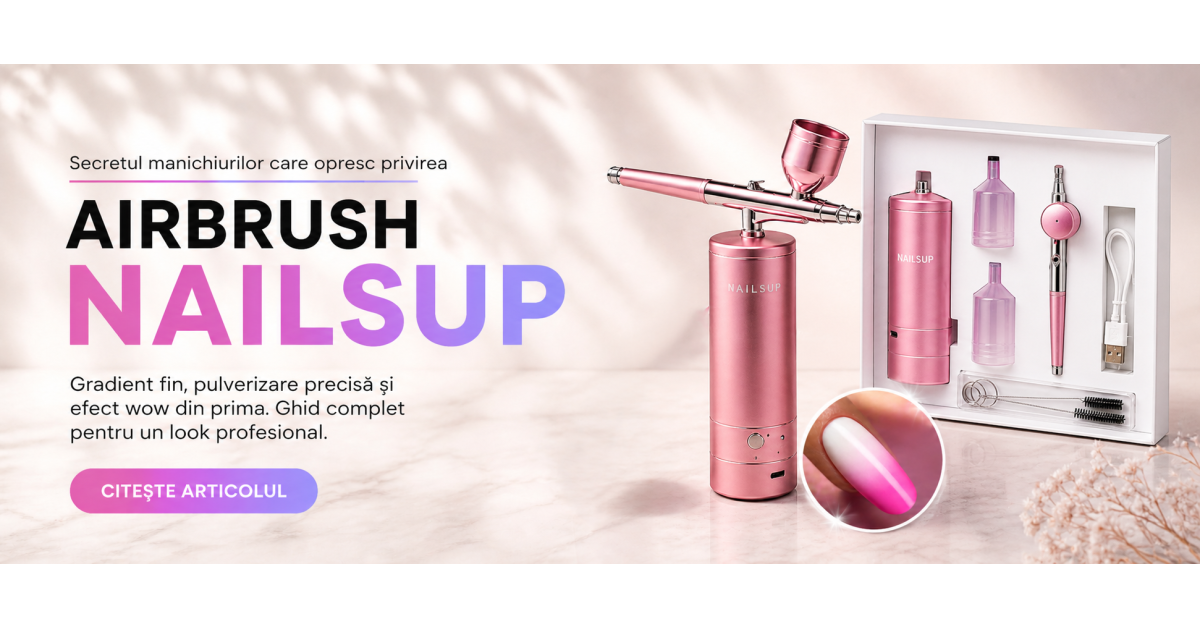 Airbrush pentru unghii 2026: tehnica profesională pentru gradient, ombre și aura nails