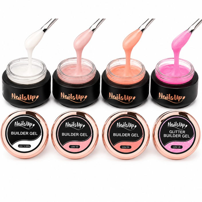 NAILSUP Set 4 Geluri Black Edition Autonivelante 50g