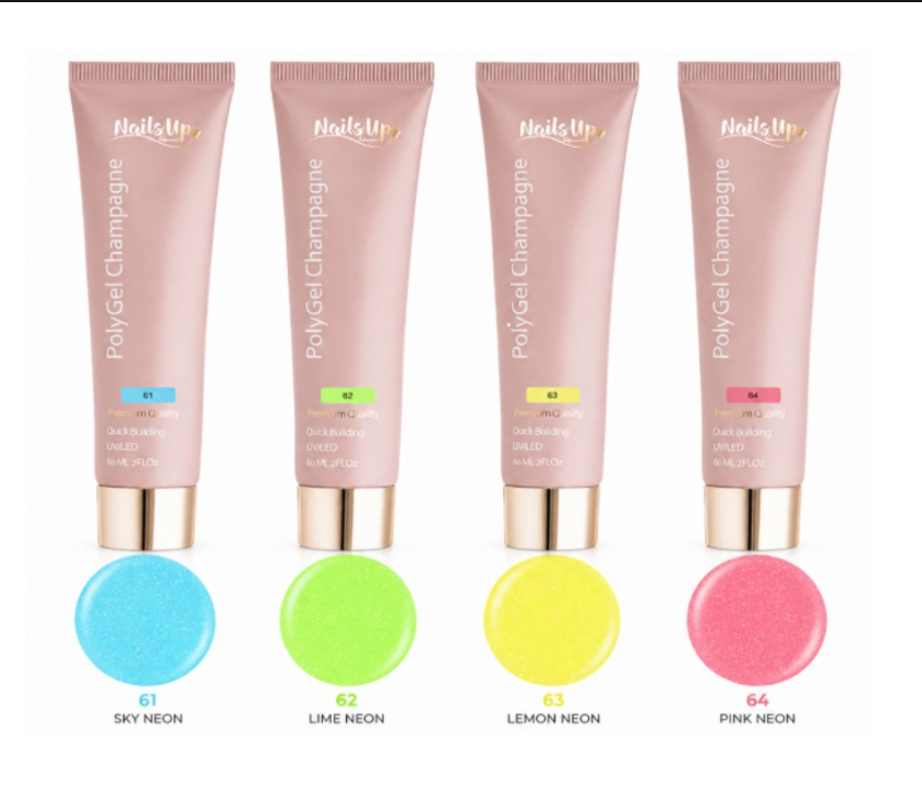 NAILSUP Set 4 PolyGel Champagne Neon Collection 60g