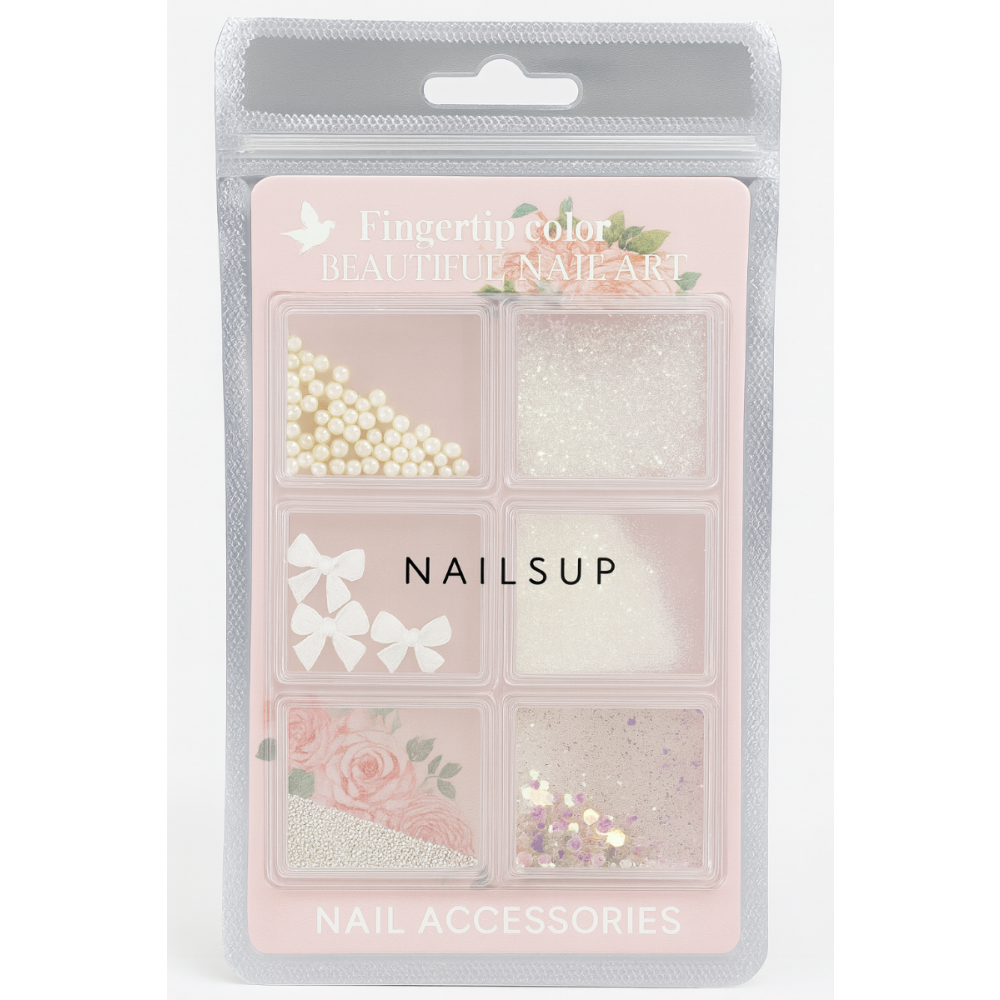 Set 6 Nail Art NAILSUP cu decorațiuni elegante