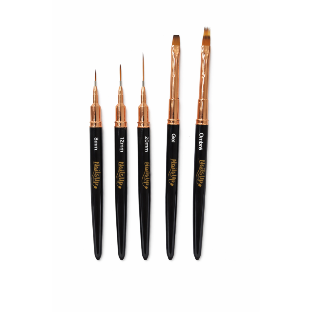 Set 5 Pensule Unghii Tip Stilou NAILSUP Black Premium