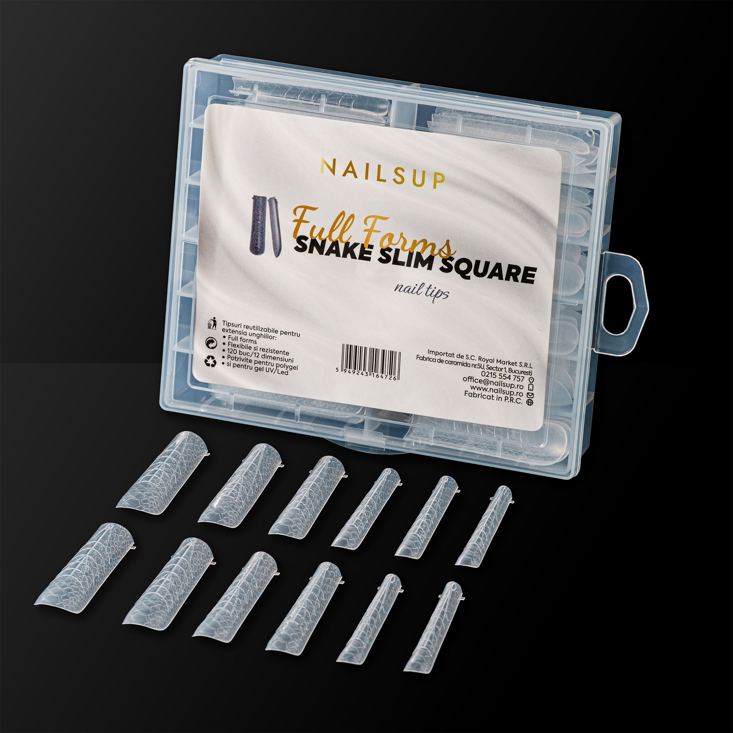 invisibleinkさん Tipsuri reutilizabile Nailsup Snake Full form Slim Square | NailsUp.ro