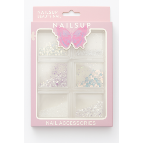 Set 6 Nail Art Nailsup Glitter & Foil Mix