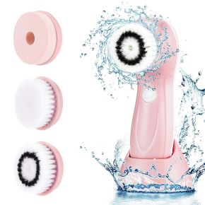 Perie electrica pentru curatare faciala si masaj 3 in 1 Roz