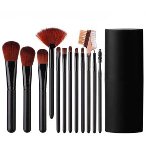 Set 12 Pensule Makeup cu Suport Negru - MAK07
