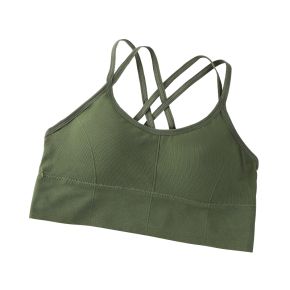 Bustiera pentru Sala, cu Bretele si Spate Gol, Fara Cusaturi, Model Push Up, Marime Universala, Verde,    MIX14098