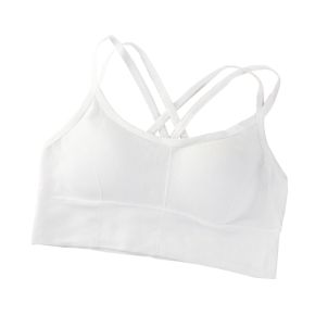 Bustiera pentru Sala, cu Bretele si Spate Gol, Fara Cusaturi, Model Push Up, Marime Universala, Alb,     MIX14100