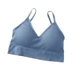 Bustiera Sport pentru Dama, cu Bretele si Spatele Gol, Fara Cusaturi, Model Push Up, Marime S/M, Bleu,    MIX14107