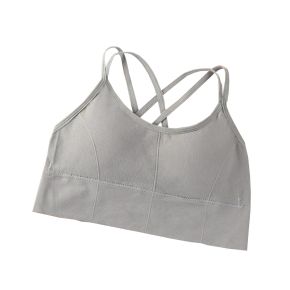 Bustiera pentru Sala, cu Bretele si Spate Gol, Fara Cusaturi, Model Push Up, Marime Universala, Gri,    MIX14469