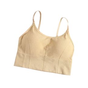 S/M - Bustiera Sport pentru Dama, cu Bretele Reglabile si Spatele Gol, Fara Cusaturi, Model Push Up, Beige,     MIX14115-1245