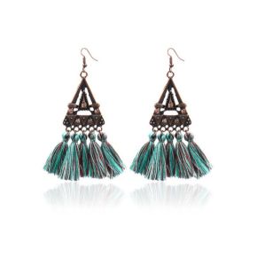 Cercei cu Ciucuri Model Retro Turquoise