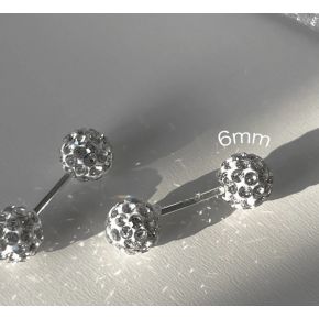 Cercei Argintii Model Bila cu Pietre Piercing 6mm
