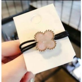 Elastic Negru  de Par cu Accesoriu Trifoi Rose