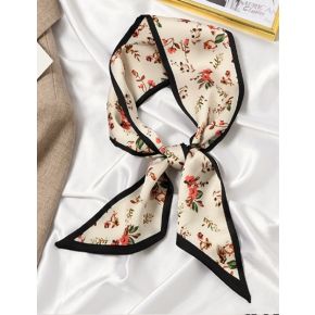 Esarfa Ingusta din Satin pentru Coafarea Parului Model Crem Floral