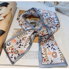 Esarfa Lunga din Satin pentru Coafarea Parului Model cu Imprimeu Floral