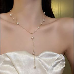 Colier Auriu Model Elegant cu Insertii de Perle