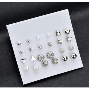 Set 12 Perechi Cercei Argintii Diverse Modele