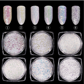 Set 6 Sclipici White Nail Art - GSP97