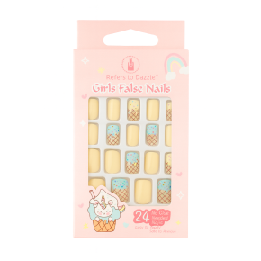Set 24 Unghii False Press On Ice Cream Cone Pastel CM85