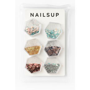 Set 6 Nail Art NailsUp Glitter Mix