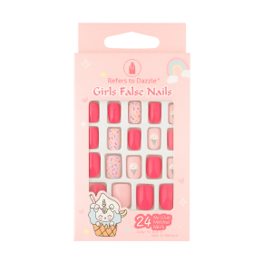 Set 24 Unghii False Press On Ice Cream & Sprinkle CM84