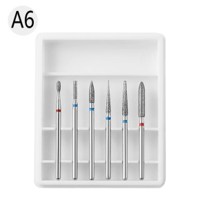 Set 6 Capete Freza Cuticula Pedichiura Alb - A6