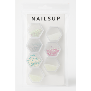 Set 6 Nail Art NailsUp Glitter & Flake