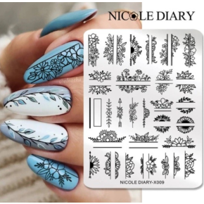 Matrita metalica stampila unghii Nicole Diary X009