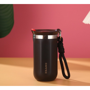 Termos pentru Cafea, cu Maner, Otel Inoxidabil, Negru, 350 ml,   MIX14982