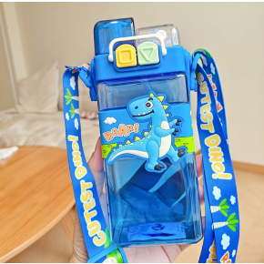 Termos Pentru Copii, Model 2 in 1, cu Bareta si Maner, Dinozaur Albastru, 500 ml,   MIX15015