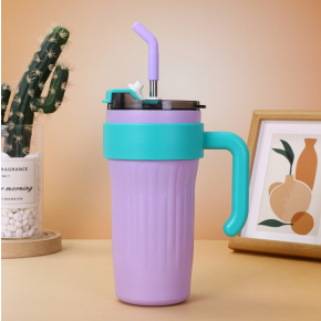 Termos 2 in 1, cu Pai si Maner, Mov/Turquoise, 860 ml,MIX15037