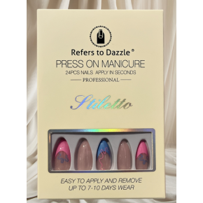 Set 24 Unghii False Stiletto Press On Artistic Nude B009
