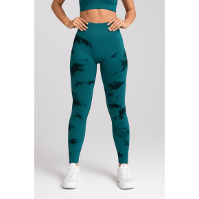 Set pentru Sala Green/Black 3 piese, Pantalon scurt si Colanti plus Bustiera, Model Tie-Dye - S, MIX15471-2144