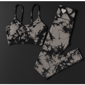 Set pentru Sala Black/White 2 piese, Colant si Bustiera, Model Tie-Dye - L, MIX15473-2152