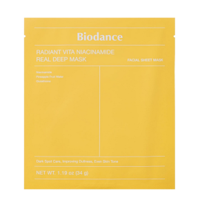BIODANCE – Mască tip șervețel pentru față Radiant Vita cu niacinamidă, Real Deep – 34 g