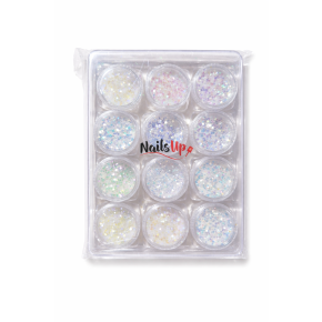 Set 12 Decor Unghii NailsUp Paiete si Glitter Nail Art White 01