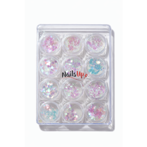 Set 12 Decor Unghii NailsUp Paiete Si Glitter Nail Art White 02