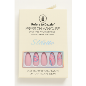 Set 24 Unghii False Stiletto Heart Vibes Press On B003