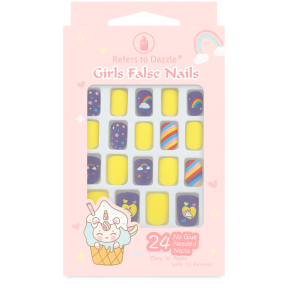 Set 24 Unghii False Press On Unicorn & Rainbow CM87