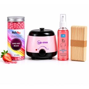 Kit Epilare Complet Roz – Ceară, Încălzitor, Ulei & Spatule